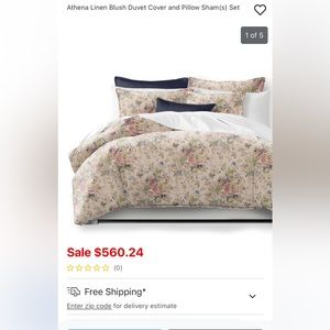 Athena Linen Blush Duvet Cover and King Sham Set